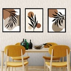 Kit 3 Quadros Abstratos Orgânicos - Folhas 45x34cm Moldura:ma