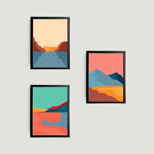 Kit 3 Quadros Abstratos Paisagens Coloridas (cópia) 33x24cm -