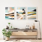 Kit 3 Quadros Abstratos Praia Estilo Pintura 45x34cm - Com Vi