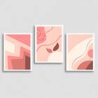 Kit 3 Quadros Abstratos Rosa 45x34cm - Com Vidro Moldura:made