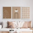 Kit 3 Quadros Abstratos Textura Marrom 45x34cm - Com Vidro Mo