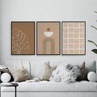 Kit 3 Quadros Abstratos Textura Marrom 45x34cm - Com Vidro Mo