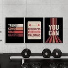 Kit 3 Quadros Academia Feminino Treine Como Uma Garota 24x18c