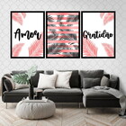 Kit 3 Quadros Amor E Gratidão 24x18cm - Com Vidro Moldura:mad