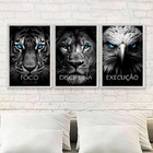 Kit 3 Quadros Animais Disciplina Foco Execução 24x18cm Moldur