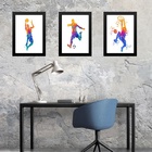 Kit 3 Quadros Aquarela Esportes Diversos 24x18cm Moldura Bran