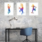 Kit 3 Quadros Aquarela Esportes Diversos 45x34cm Moldura Bran
