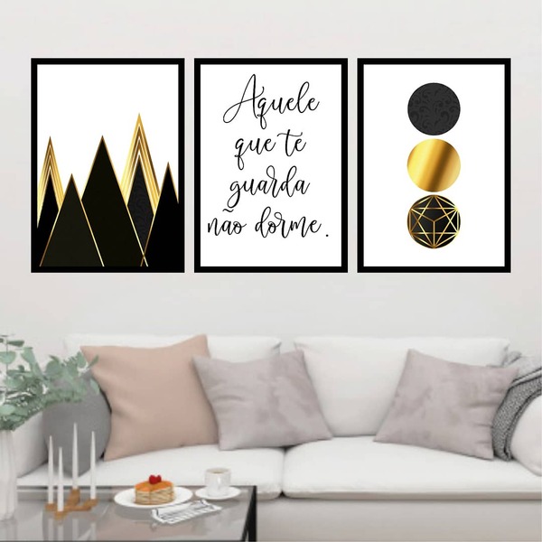 Kit 3 Quadros Aquele Que Guarda Não Dorme 33x24cm - Com Vidro