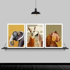 Kit 3 Quadros Arte Animais Geométricos 33x24cm - Com Vidro Mo