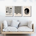 Kit 3 Quadros Arte Bauhaus - Preto E Branco 33x24cm Moldura:m