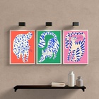 Kit 3 Quadros Arte Gatos Pintados Coloridos 33x24cm - Com Vid