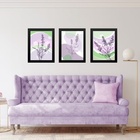 Kit 3 Quadros Arte Lavanda Lilás E Verde 45x34cm Moldura Bran