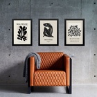 Kit 3 Quadros Arte Matisse Preto E Nude 33x24cm - Com Vidro M