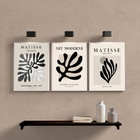 Kit 3 Quadros Arte Moderna Folhas Abstratas matisse 45x34cm -