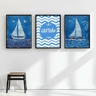 Kit 3 Quadros Arte Nautica Azul - Gratidão 24x18cm - Com Vidr