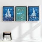 Kit 3 Quadros Arte Nautica - Perto Do Mar 24x18cm Moldura Bra