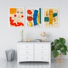 Kit 3 Quadros Artes Abstratas Coloridas - Faces 24x18cm Moldu