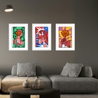 Kit 3 Quadros Artes Basquete Pop Art 24x18cm Moldura Branca