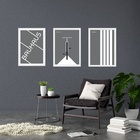 Kit 3 Quadros Artes Bauhaus Cinza E Branco - Bicicleta 33x24c