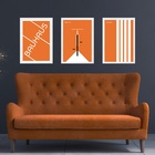 Kit 3 Quadros Artes Bauhaus Laranja Bicicleta 24x18cm - Com V