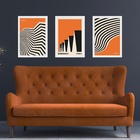 Kit 3 Quadros Artes Bauhaus Laranja E Preto 33x24cm - Com Vid