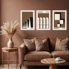 Kit 3 Quadros Artes Bauhaus Marrom Arquitetura 33x24cm Moldur
