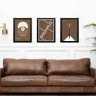 Kit 3 Quadros Artes Bauhaus Marrom E Branco Olho Bike 24x18cm