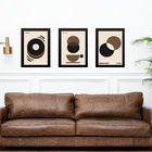 Kit 3 Quadros Artes Bauhaus Preto E Marrom Café 33x24cm - Com