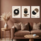 Kit 3 Quadros Artes Bauhaus Preto E Marrom Café 45x34cm Moldu
