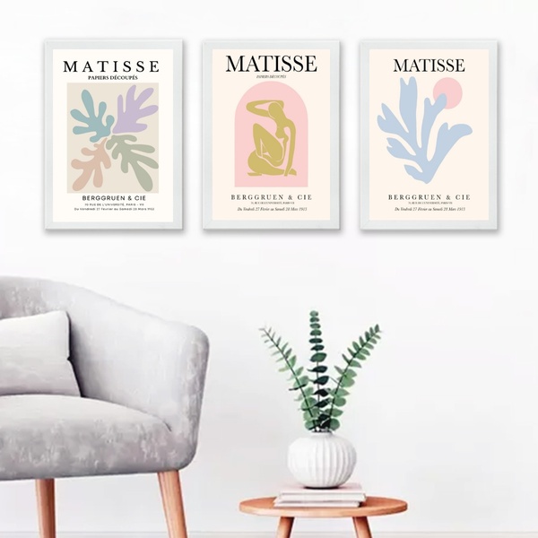 Kit 3 Quadros Artes Matisse Candy Colors 45x34cm Moldura:made