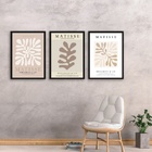 Kit 3 Quadros Artes Matisse - Cores Neutras 33x24cm - Com Vid