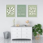 Kit 3 Quadros Artes Matisse Picasso Verdes 45x34cm - Com Vidr