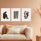 Kit 3 Quadros Artístico Matisse Geométrico 45x34cm - Com Vidr