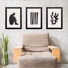 Kit 3 Quadros Artístico Matisse Geométrico 45x34cm Moldura Pr