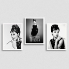 Kit 3 Quadros Audrey Bonequinha De Luxo 45x34cm Moldura:madei