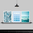 Kit 3 Quadros Azuis Mar Vibes 24x18cm - Com Vidro Moldura:mad
