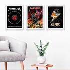 Kit 3 Quadros Bandas De Rock metal 45x34cm - Com Vidro Moldur