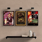 Kit 3 Quadros Baralho Poker Night 45x34cm Moldura:madeira Bra
