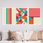 Kit 3 Quadros Bauhaus Dopamina 24x18cm Moldura:madeira Branca