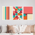 Kit 3 Quadros Bauhaus Dopamina 24x18cm Moldura:madeira Preta