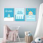 Kit 3 Quadros Bebê Sonhe Alto 33x24cm - Com Vidro Moldura:mad