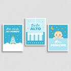 Kit 3 Quadros Bebê Sonhe Alto 33x24cm - Com Vidro Moldura:mad