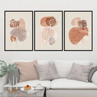 Kit 3 Quadros Boho Costela De Adão 24x18cm Moldura:madeira Br