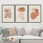 Kit 3 Quadros Boho Costela De Adão 60x40cm Moldura:madeira Br