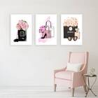 Kit 3 Quadros Bolsa, Sapato E Óculos 24x18cm Moldura:madeira