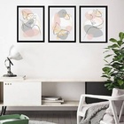 Kit 3 Quadros Borboletas Abstratas Rosa E Cinza 24x18cm Moldu