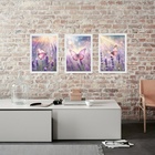 Kit 3 Quadros Borboletas Rosas Lavanda 33x24cm Moldura:madeir