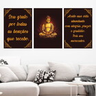 Kit 3 Quadros Buda Sou Grato 60x40cm Moldura:madeira Branca