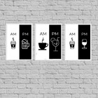 Kit 3 Quadros Café Bebidas Alcóolicas- Am Pm 24x18cm - Com Vi