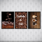 Kit 3 Quadros Cantinho Do Café Grãos 45x34cm Moldura:madeira